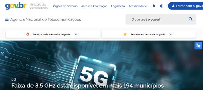 Um dos afetados pelo problema, o site da Anatel já voltou a funcionar.