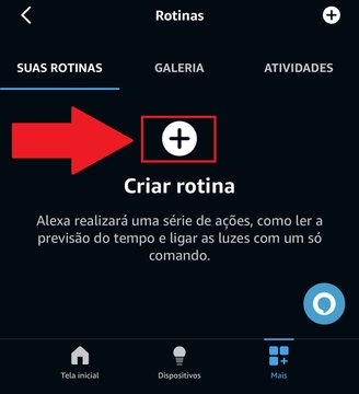 Aperte no símbolo de " + " para adicionar uma rotina