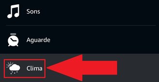 Desça a tela para achar a opção "Clima"