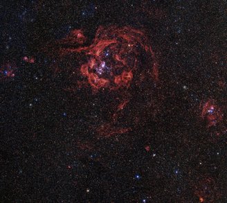 A galáxia de Andrômeda observada pelo telescópio Hubble com coloração artificial.