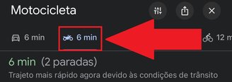 Escolha o ícone com o símbolo de uma moto