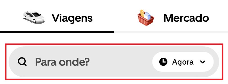 Aperte na opção "Para onde? " para escolher o destino da viagem.