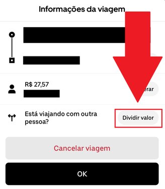 Aperte na opção "Dividir valor".