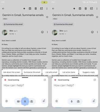 Gmail and Gemini AI lets you create drafts for new messages.