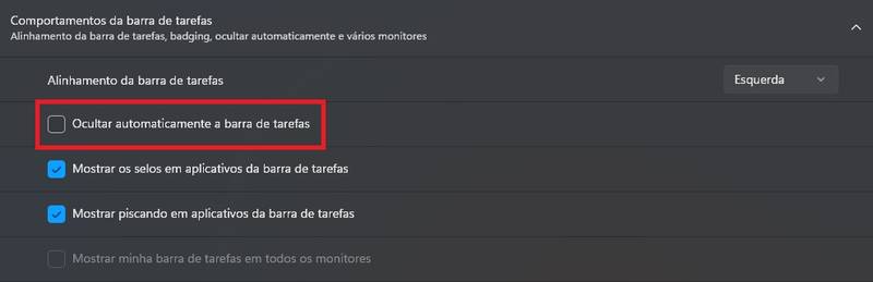 A barra de tarefas pode ter sumido por conta da opção de ocultá-la.
