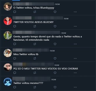 Parte da repercussão do retorno do Twitter no Bluesky.