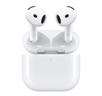 O fone AirPods 4 tem formato auricular, mais aberto.