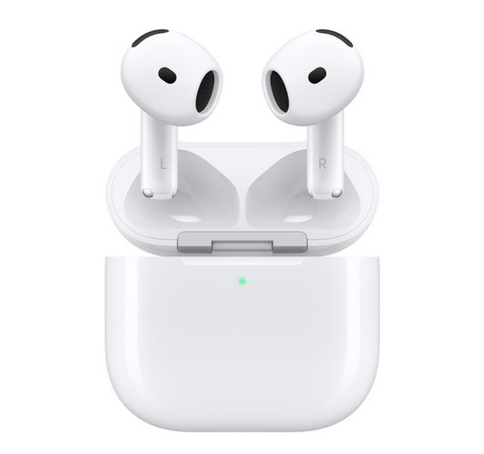 O fone AirPods 4 tem formato auricular, mais aberto.