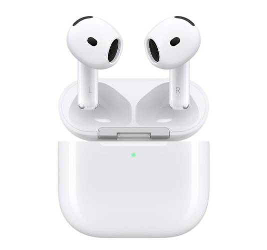 O fone AirPods 4 tem formato auricular, mais aberto.