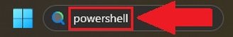 Digite "powershell" para buscar o aplicativo correspondente.