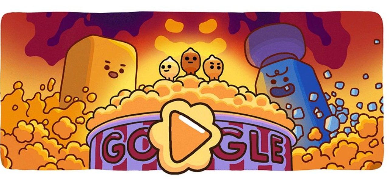 Doodle do Google celebra a pipoca com jogo viciante no estilo battle royale