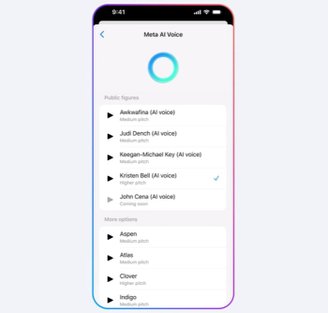 O usuário poderá escolher a voz desejada para a IA da Meta.