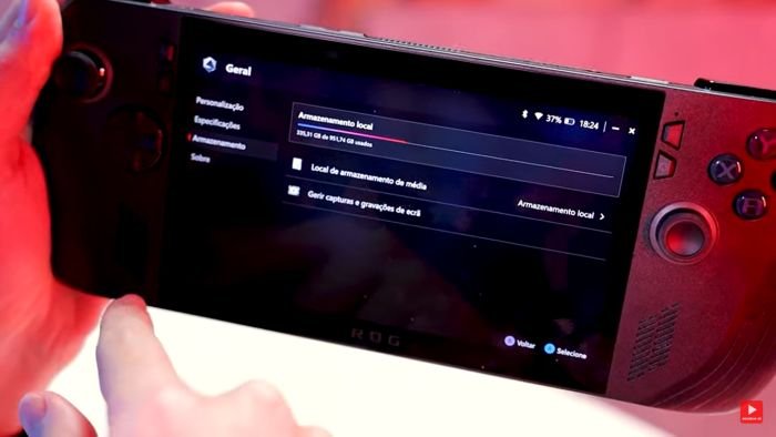 O ROG Ally X tem 1 TB de armazenamento.