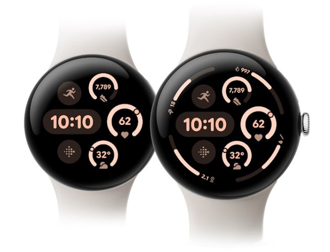 O Pixel Watch 3 nas versões de 41mm e 45mm.