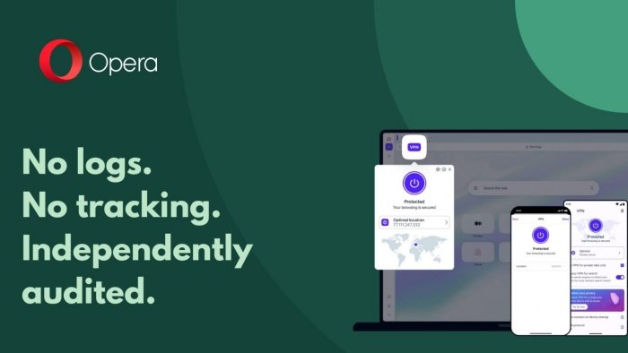 A VPN gratuita é embutida no navegador Opera.