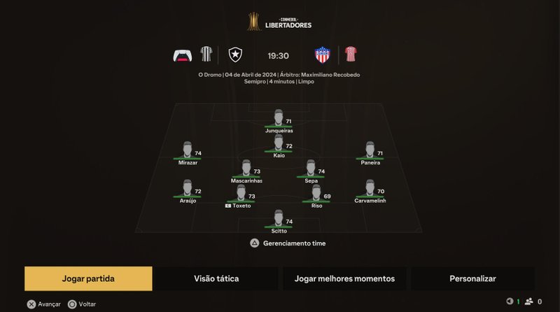 Antes de começar a partida ainda dá tempo de trocar os titulares e reservar do seu time