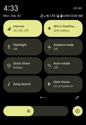 O atalho para função "Song Search" já aparece no painel de configurações rápidas do Android. (Imagem: Android Authority/Reprodução)