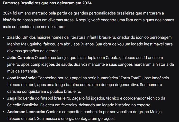 O chatbot do Google acerta na primeira solicitação, mas se recusa a apresentar mais resultados.