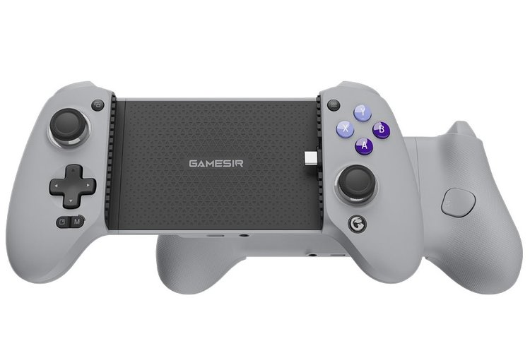 Controle G8 Galileo da Gamesir faz conexão física com o celular pela porta USB-C para jogabilidade mais responsiva.