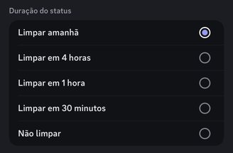 É possível escolher o prazo para que a frase expire no seu status.