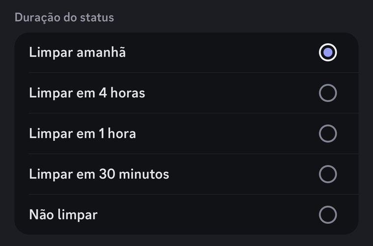 É possível escolher o prazo para que a frase expire no seu status.