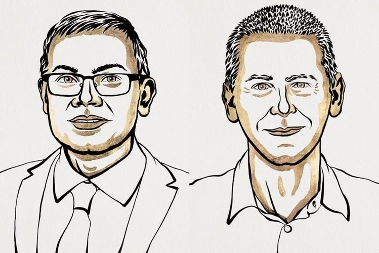 Hassabis e Jumper, cientistas da DeepMind. (Imagem: The Royal Swedish Academy of Sciences)