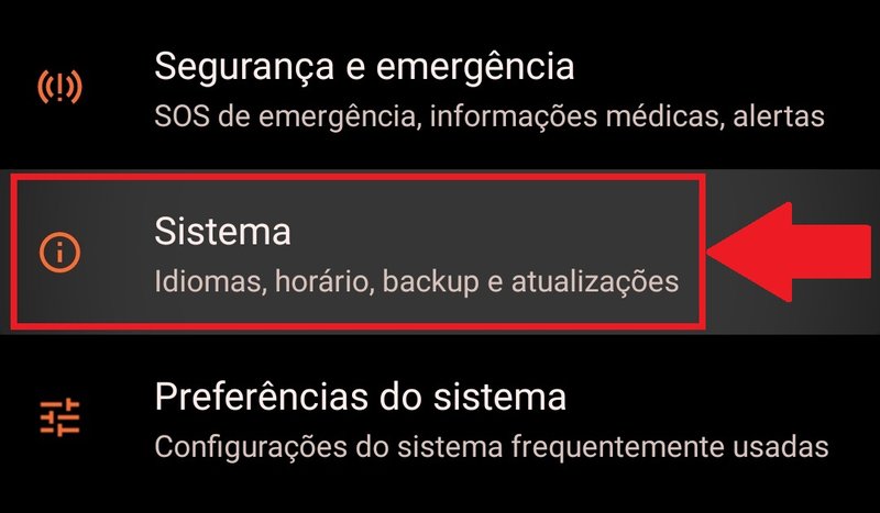 Desça a tela para encontrar a opção 