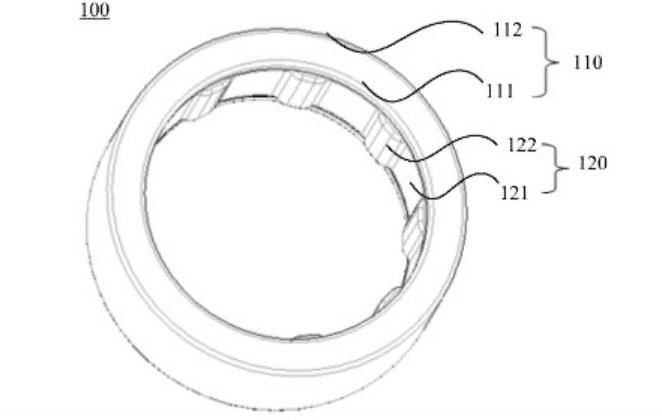 Uma ilustração com a patente do anel inteligente da Xiaomi.