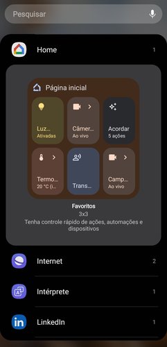 O widget do Google Home permite controlar dispositivos inteligentes a partir da tela principal.