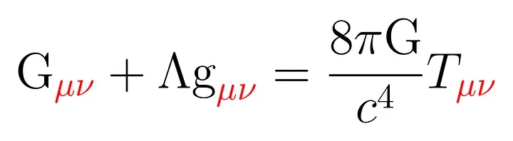 Equações de Einstein da Teoria da Relatividade Geral.