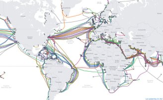 Os cabos submarinos fornecem conexão em todo o mundo. (Imagem:  Submarine Cable Map/Reprodução)