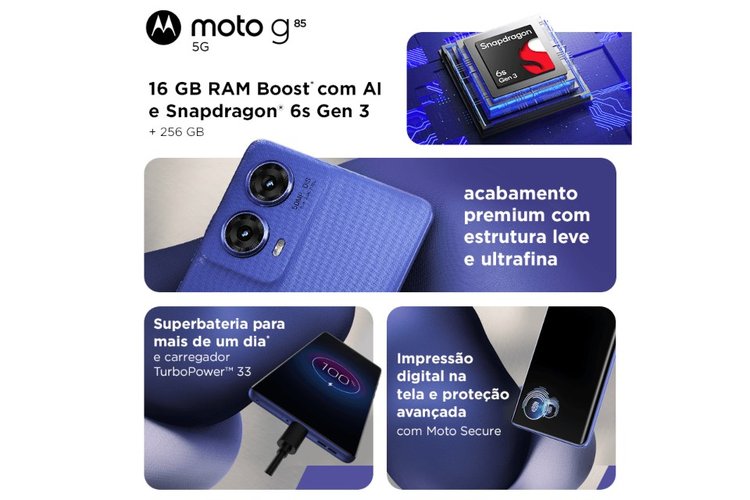 Algumas das especificações do Moto G85.