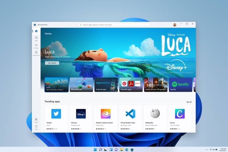 A loja de apps no Windows 11.