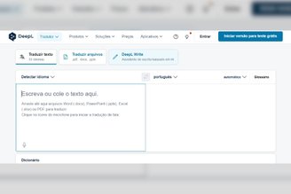 Página de tradução online do DeepL.