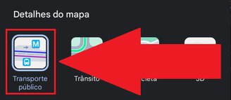 Selecione a opção "Transporte público"
