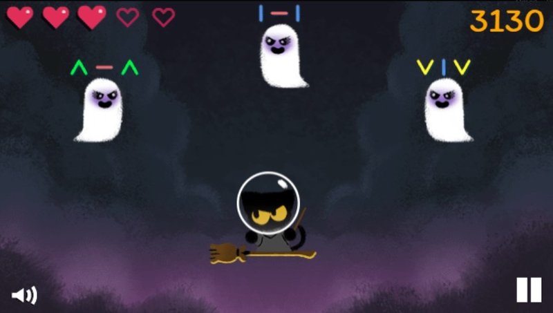 Uma das fases do Doodle de Halloween