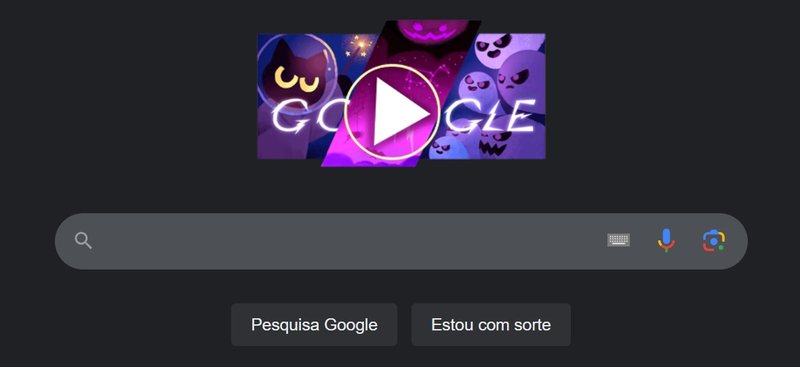 O Doodle aparece na tela inicial do site.