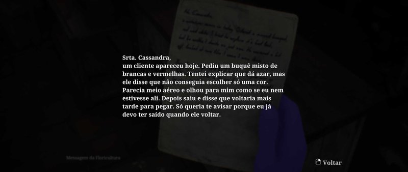 Textos dentro do game. (Arquivos e cartas)