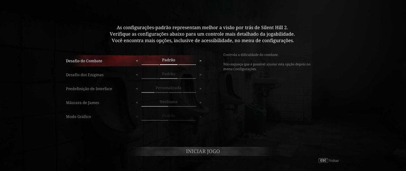 Menu com os modos de desafio do jogo