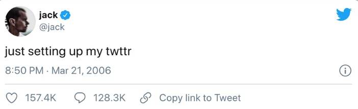 O primeiro tweet em forma de NFT. (Imagem: Reprodução/OpenSea)
