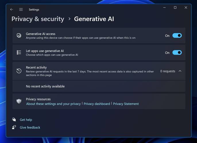 A seção do menu de configurações vai permitir ajustar as preferências sobre os recursos de IA generativa do Windows Intelligence. (Fonte: Windows Latest/Reprodução)