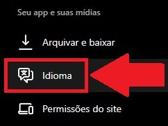 Procure pela opção idioma e clique nela