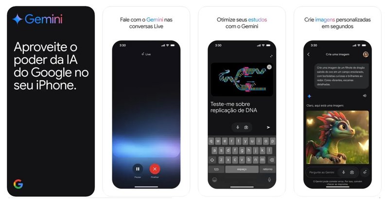 O Gemini para iPhone. (Imagem: App Store/Reprodução)