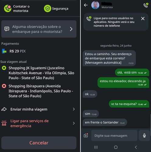 Recursos de moderação incluem chat e atalhos de emergência (Imagem: Divulgação/inDrive)