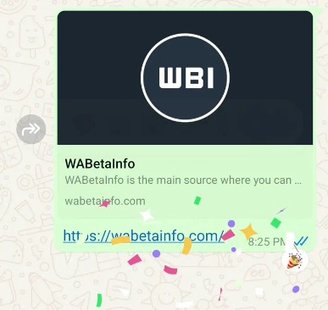 O efeito aparece de forma breve na tela e, graças a sua estrutura, não interfere no desempenho do app. (Imagem: WABetaInfo/Reprodução)