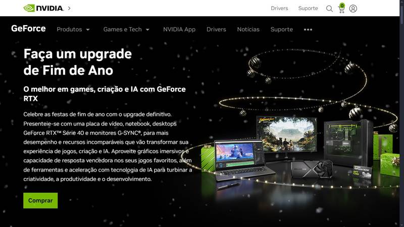 A página principal das ofertas. (Imagem: Reprodução/Nvidia)