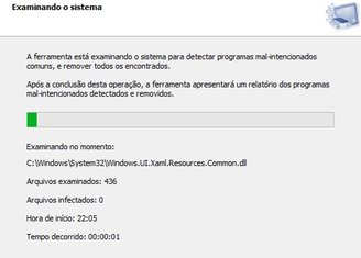 É preciso esperar até que toda a varredura seja feita em seu PC