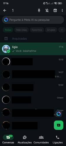 Pressione até a conversa ficar verde.