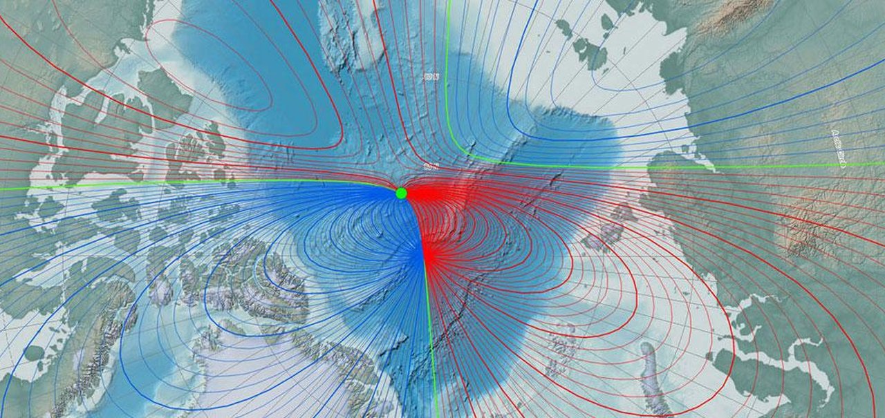 Por que o polo norte magnético está se movendo a velocidades de 60 km/ano?