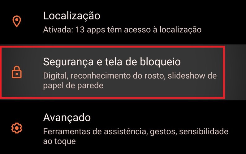 Desça a tela para encontrar a opção 